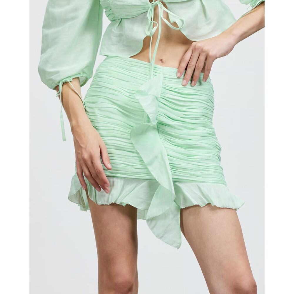 HANSEN & GRETEL Levi Mini Ruffle Skirt in Seafoam Green XL